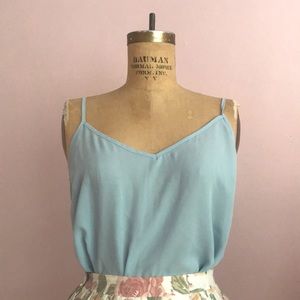 Sky Blue White House Black Market Spaghetti Strap Formal Top